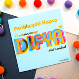 Welsh Friend Birthday Card, Fun/Drunk, Difyr/Meddw, gold foil text