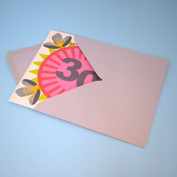 Welsh Age 30 - Flowers, Happy 30th Birthday, Embellished with pompoms