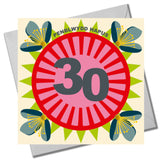 Welsh Age 30 - Flowers, Happy 30th Birthday, Embellished with pompoms