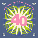Welsh Age 40 - Starburst, Happy 40th Birthday, Embellished with pompoms