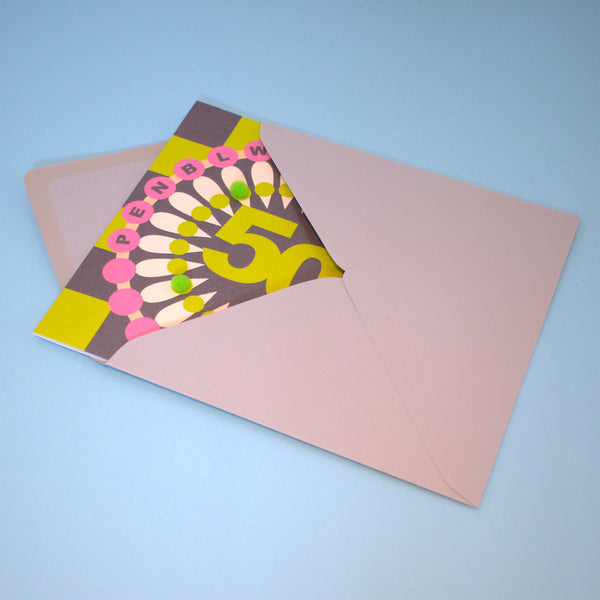 Welsh Age 50 - Chequers, Happy 50th Birthday, Embellished with pompoms