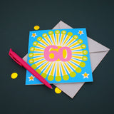 Welsh Age 60 - Sunshine, Happy 60th Birthday, Embellished with pompoms