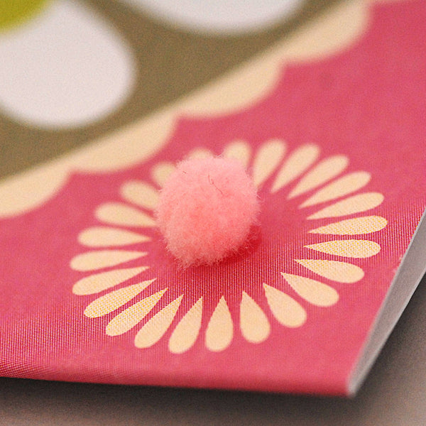 Welsh Age 70 - Flower Power, Happy 70th Birthday, Embellished with pompoms