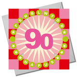 Welsh Age 90 - Starburst, Happy 90th Birthday, Embellished with pompoms