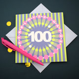 Welsh Age 100 - Petal, Happy 100th Birthday, Embellished with pompoms