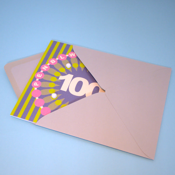 Welsh Age 100 - Petal, Happy 100th Birthday, Embellished with pompoms