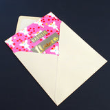 Welsh Christmas Card, Fairies on Pink, text foiled in shiny gold