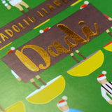 Welsh Christmas Card, Dadi, Daddy Subuteo & Santa hats, text foiled in shiny gold