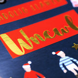 Welsh Christmas Card, Wncwl, Uncle Subuteo & Cars, text foiled in shiny gold