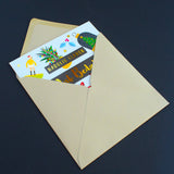 Welsh Christmas Card, Mab Bedydd, Godson, Decorations text foiled in shiny gold