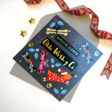 Welsh Christmas Card, Ci, From the Dog, text foiled in shiny gold