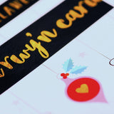 Welsh Christmas Card, To the One I Love, Trees & Baubles, text foiled in shiny gold