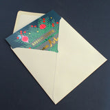 Welsh Christmas Card, Someone Special, Fir Wreath, text foiled in shiny gold