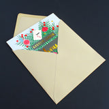 Welsh Christmas Card, Athrawes, Teacher Wreath, text foiled in shiny gold