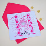 Birthday Card, Age 11 Girl, 11th Birthday, Embellished with a shiny padded star