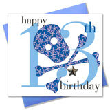 Birthday Card, Age 13 Boy, Happy 13th Birthday, Embellished with a padded star