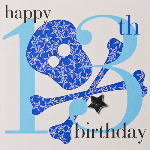 Birthday Card, Age 13 Boy, Happy 13th Birthday, Embellished with a padded star