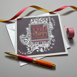 Birthday Card, Ornate Frame, Embossed and Foiled text