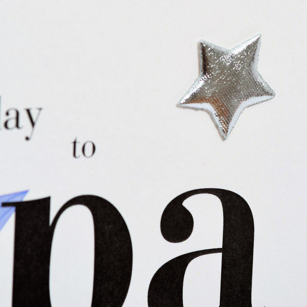 Birthday Card, Blue Star, Happy Birthday Papa, Embellished with a padded star
