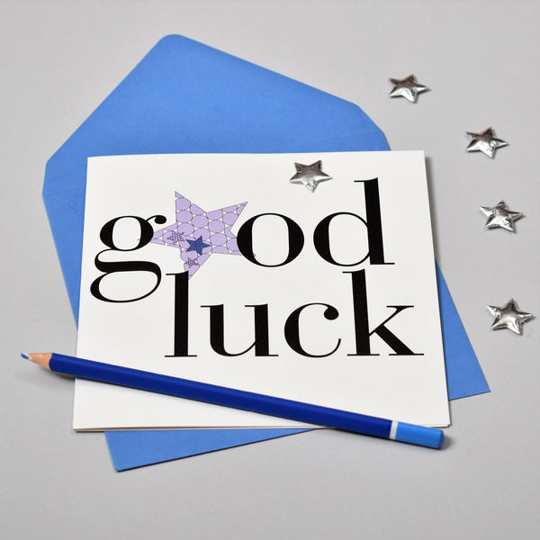 Good Luck Card, Blue Star, Embellished with a padded star