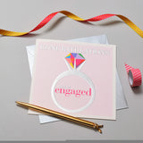 Wedding Card, Ring, Congratulations you're Engaged, Embossed and Foiled text