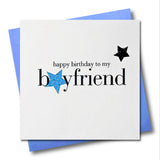 Birthday Card, Blue Stars, Boyfriend, Embellished with a shiny padded star