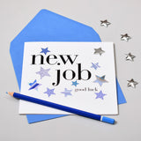 New Job Greeting Card image with envelope and showing hand finished star embellishments