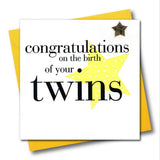 Congratulations on the birth of your Twins, Embellished with a shiny padded star