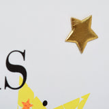 Baby Card, Yellow Stars, Twins Christening, Embellished with a shiny padded star