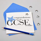 Congratulations on your GCSE results, Blue Star Embellished with a padded star