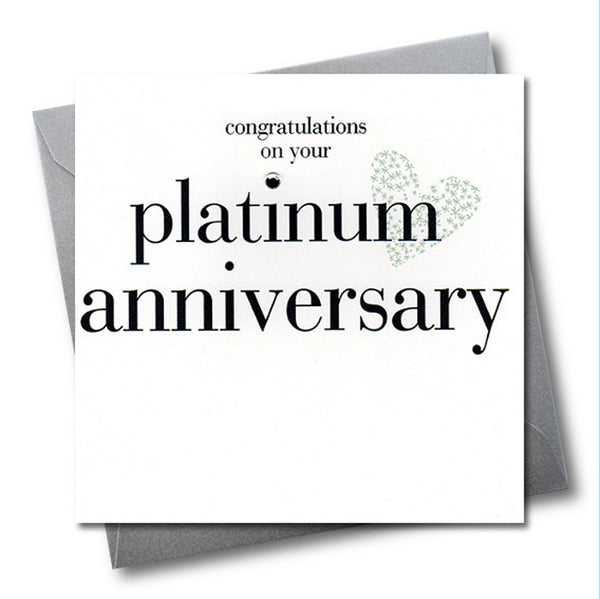 Wedding Card, Platinum Heart, Congratulations on your Platinum Anniversary
