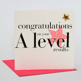 Congratulations Card, A Level results, Pink, Embellished with a padded star