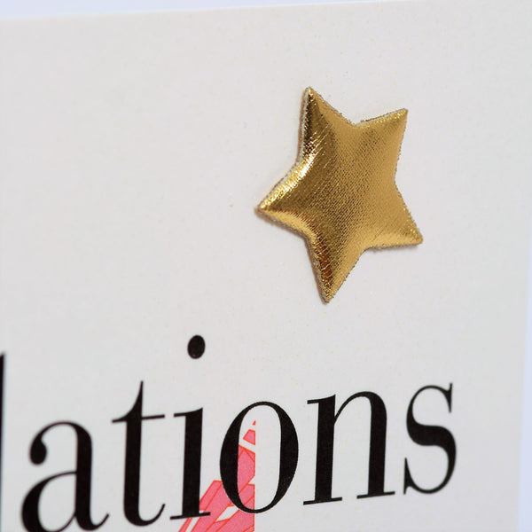 Congratulations Card, A Level results, Pink, Embellished with a padded star