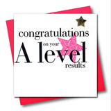 Congratulations Card, A Level results, Pink, Embellished with a padded star