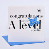 Congratulations Card, A Level results, Blue, Embellished with a padded star
