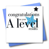 Congratulations Card, A Level results, Blue, Embellished with a padded star