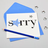 Sympathy, Sorry, Thinking of you Card, Blue Star, Embellished with a padded star