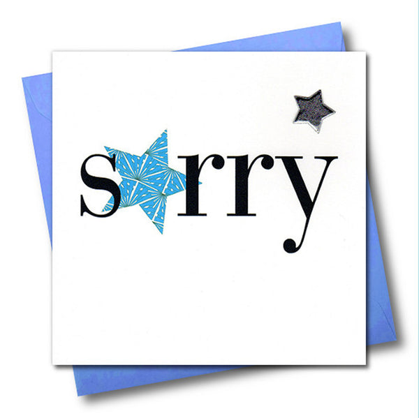 Sympathy, Sorry, Thinking of you Card, Blue Star, Embellished with a padded star