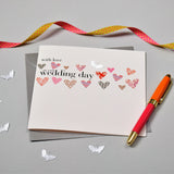 Wedding Card, Love Hearts, Eembellished with a fabric butterfly