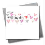 Wedding Card, Love Hearts, Eembellished with a fabric butterfly
