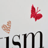 Baby Card, Pink Hearts, On Your Baptism, embellished with a fabric butterfly