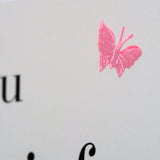 Wedding Card, Pink Stars, Chief Bridesmaid, embellished with a fabric butterfly