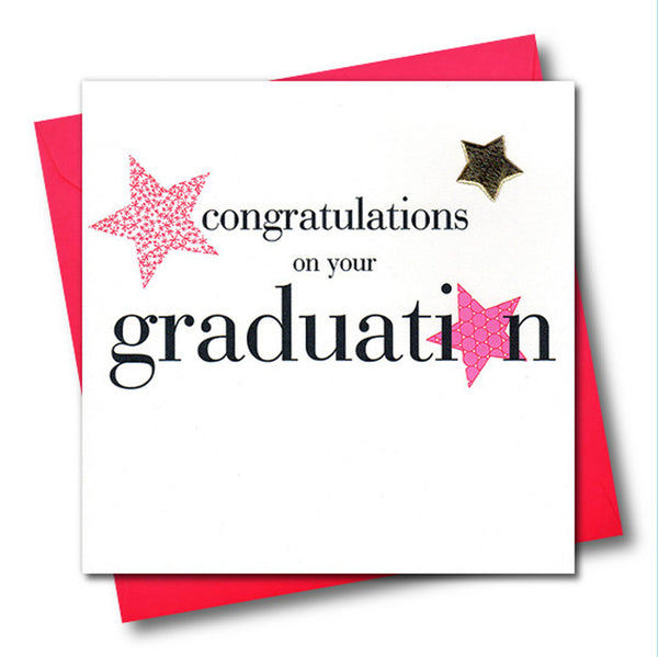 Congratulations Graduation Card, Pink, Embellished with a padded star
