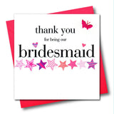 Wedding Card, Pink Stars, Bridesmaid, embellished with a fabric butterfly