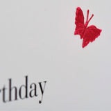 Birthday Card, Heart, Happy Birthday Nanny, embellished with a fabric butterfly