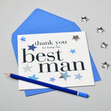 Wedding Card, Blue Stars, Thank you Best Man, Embellished with a padded star