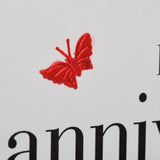 Wedding Anniversary Card, son and daughter-in-law, fabric butterfly embellished