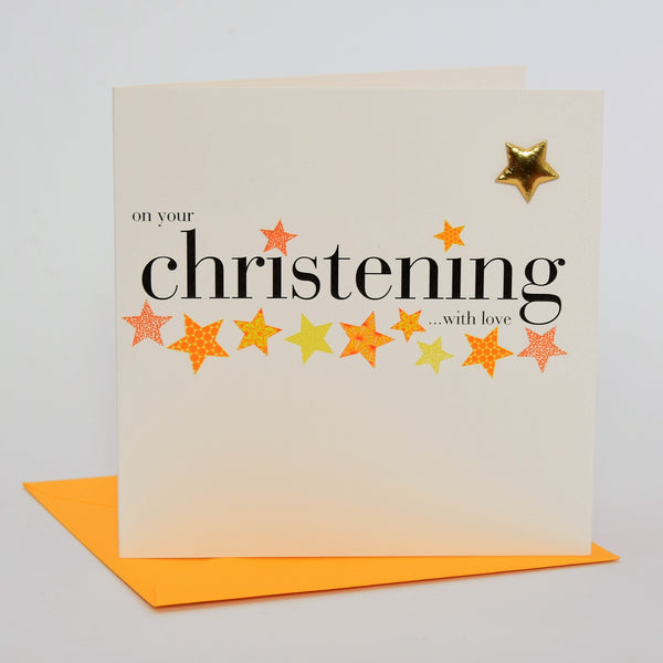 Christening Card, with love, Embellished with a padded star