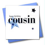 Birthday Card, Blue Star, Happy Birthday Cousin, Embellished with a padded star