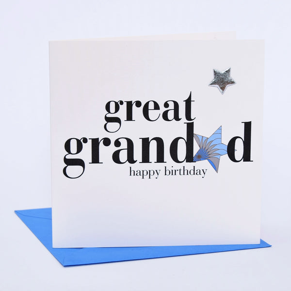 Birthday Card, Great Grandad, Blue Star, Embellished with a padded star